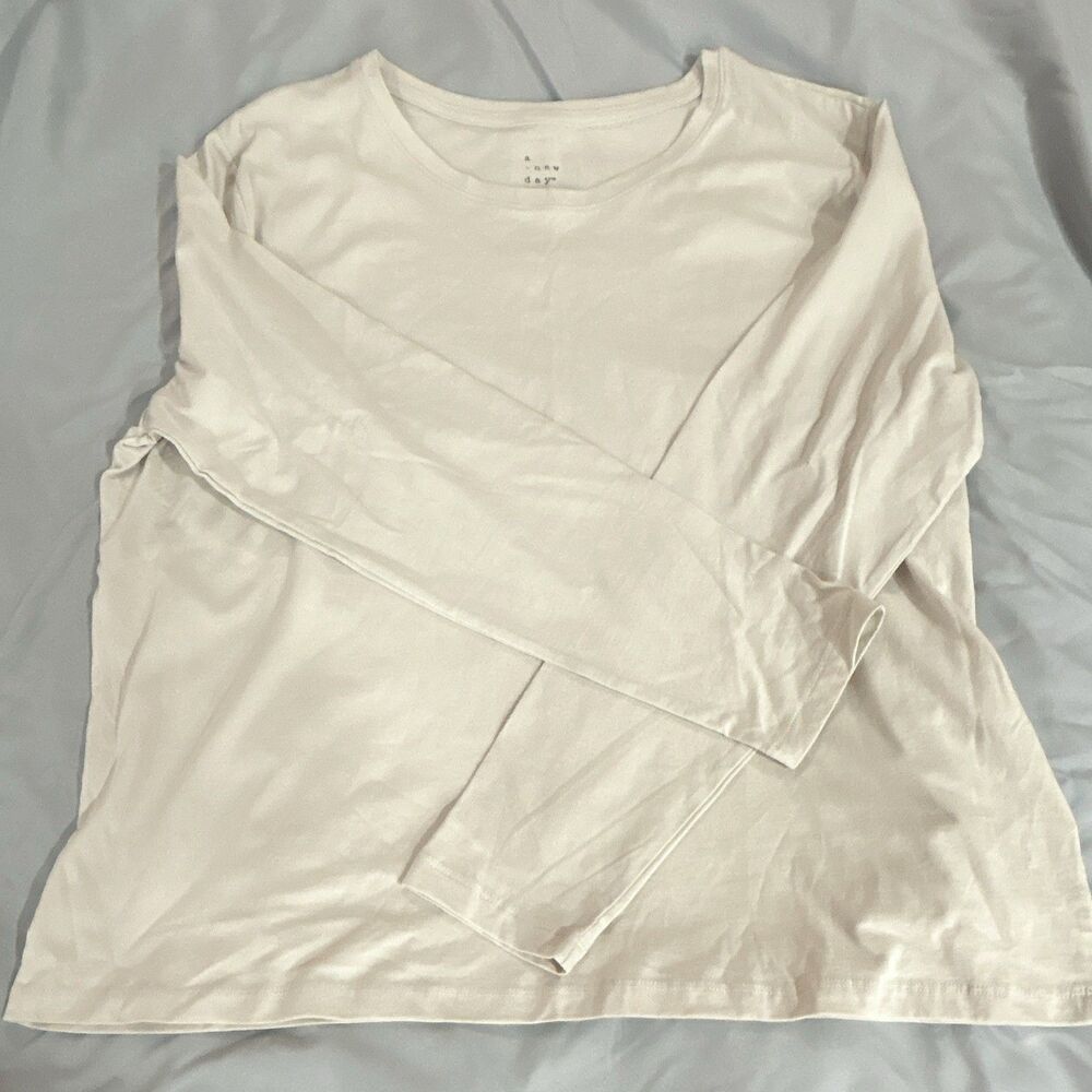A New Day Women’s Long Sleeve XX-Large Sand Beige New Rounded Neck Pullover